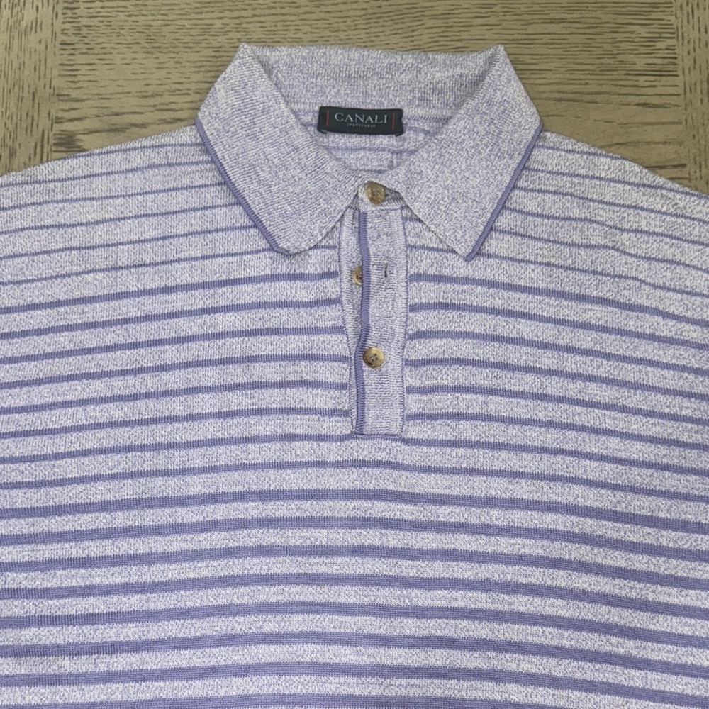 Canali Purple Striped Polo Shirt Classic Design
